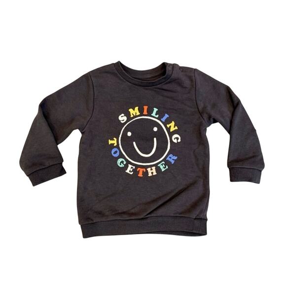 Marks & Spencer Toddler Rainbow Smiley Sweatshirt charcoal gray - Picture 1 of 11
